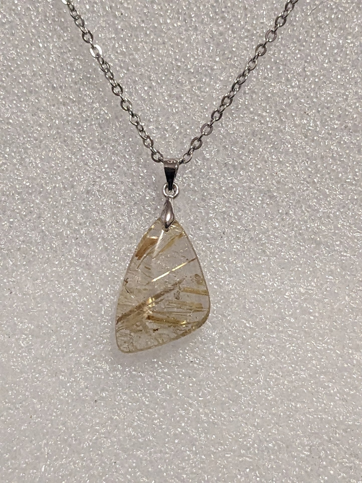 Gold rutilated quartz necklace