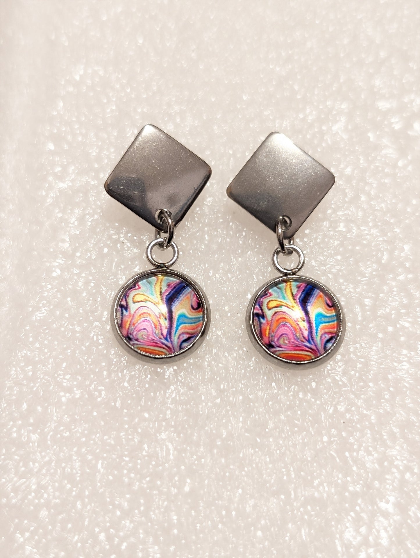 6 mm glass cobonch earrings