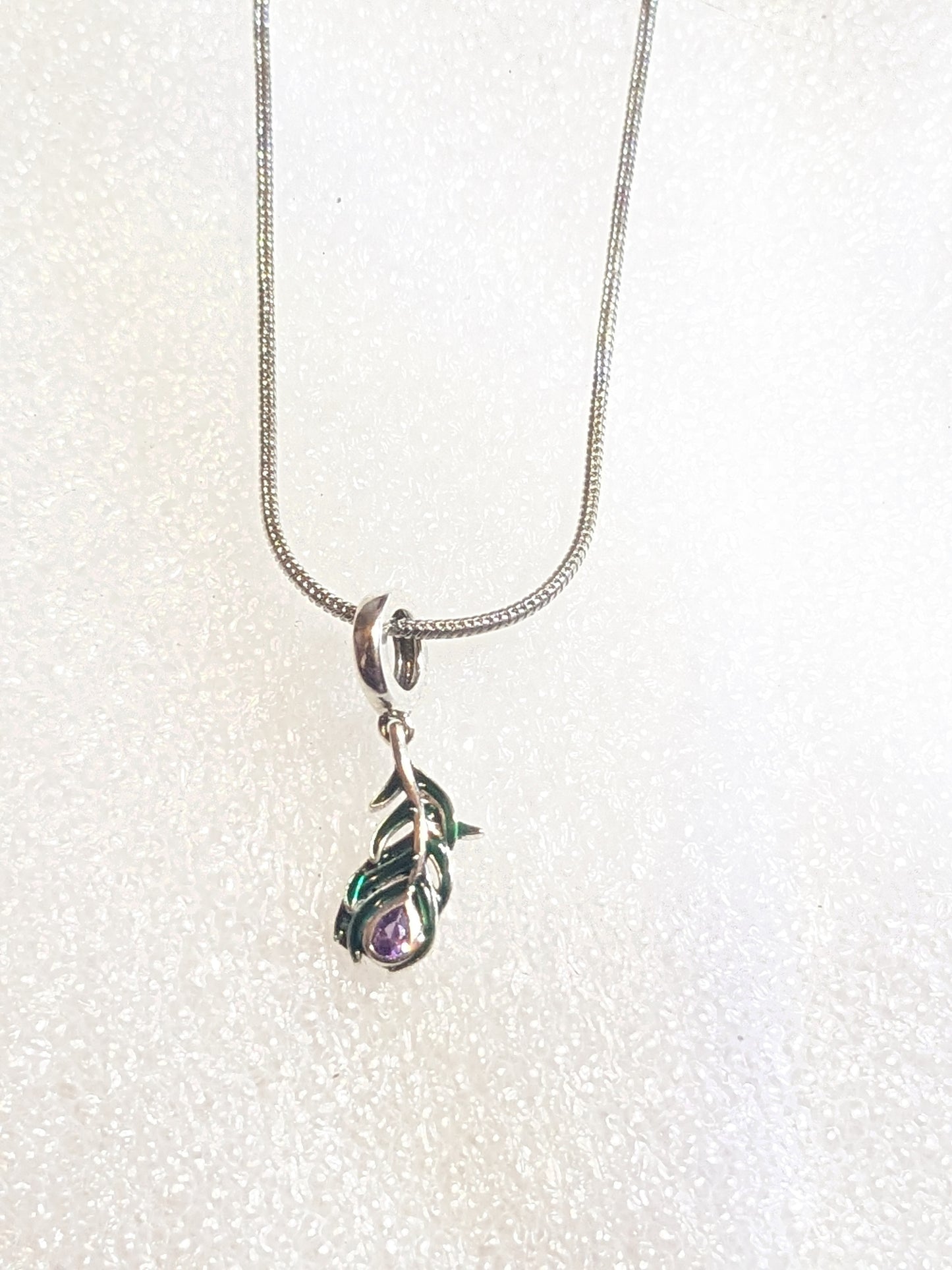 Peacock feather necklace