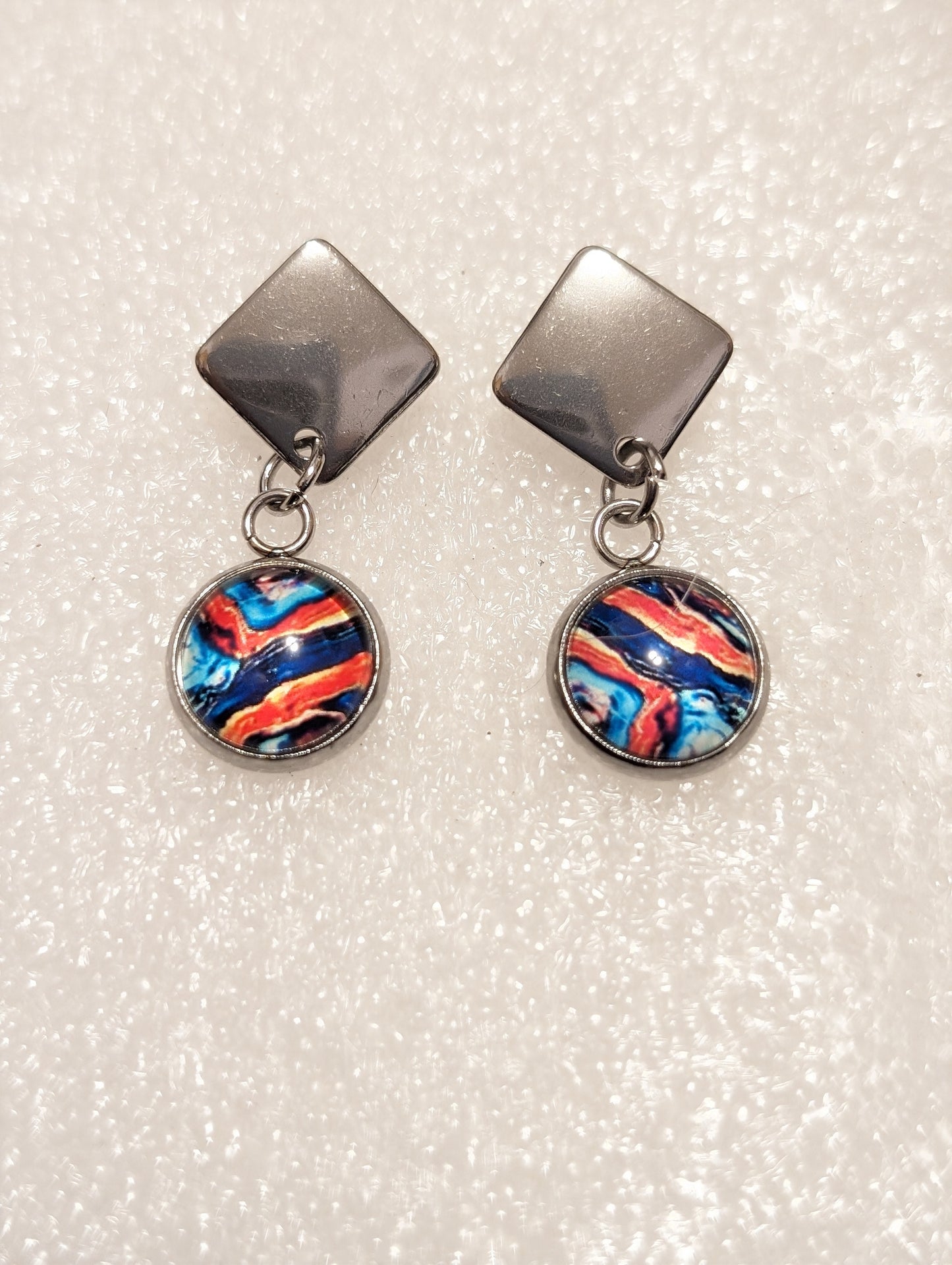 6 mm glass cobonch earrings