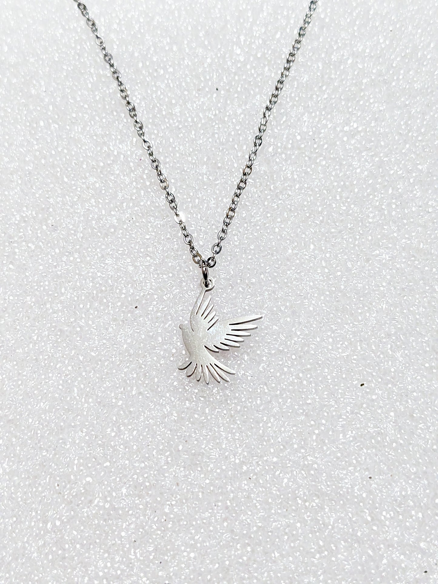 Kids stainless steel dove necklace