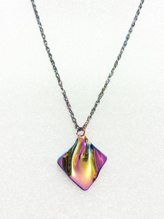 Rainbow oil colour necklace