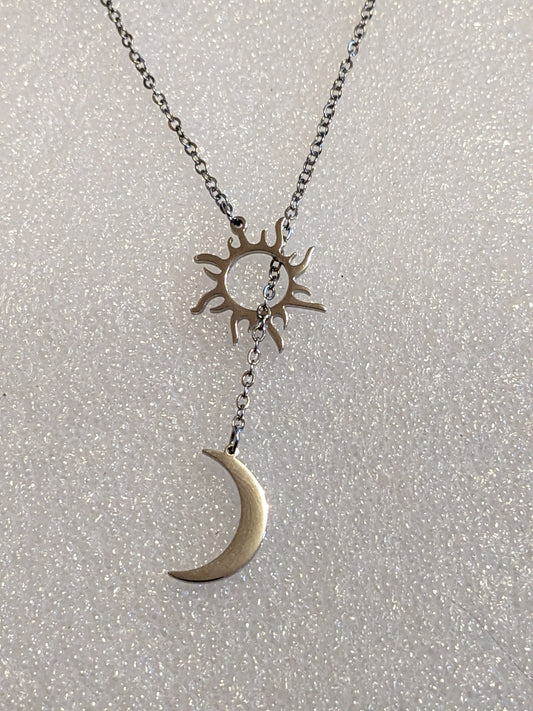 Sun and moon threader necklace
