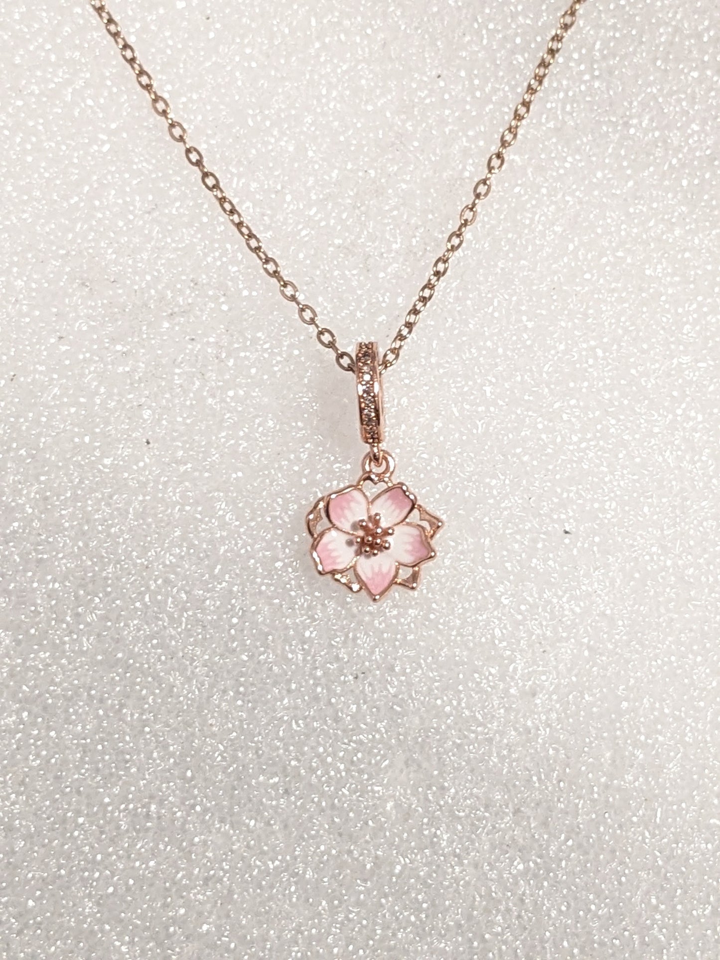 Rose gold tone flower necklace