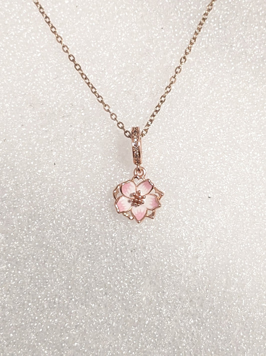 Rose gold tone flower necklace