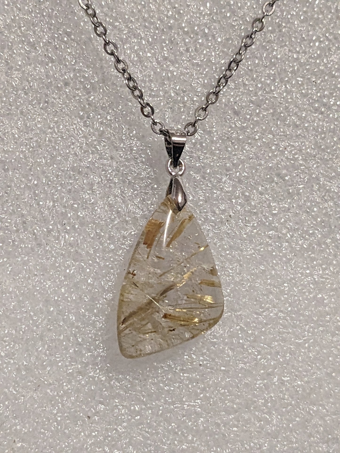 Gold rutilated quartz necklace