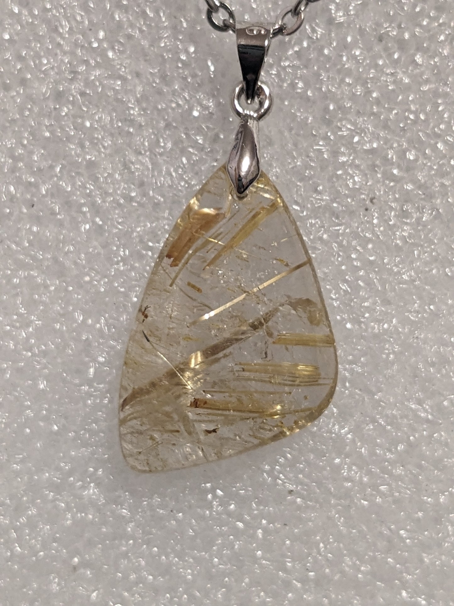 Gold rutilated quartz necklace