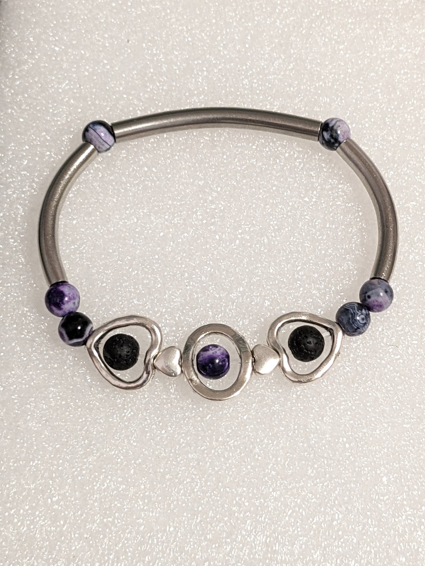 Beautiful lava stone and seastone bracelet