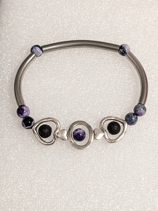 Beautiful lava stone and seastone bracelet