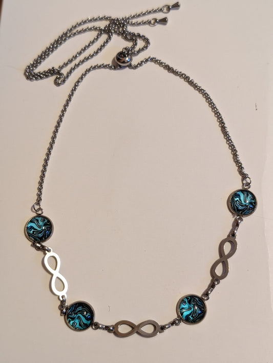 Adjustable glass Cabonch necklace