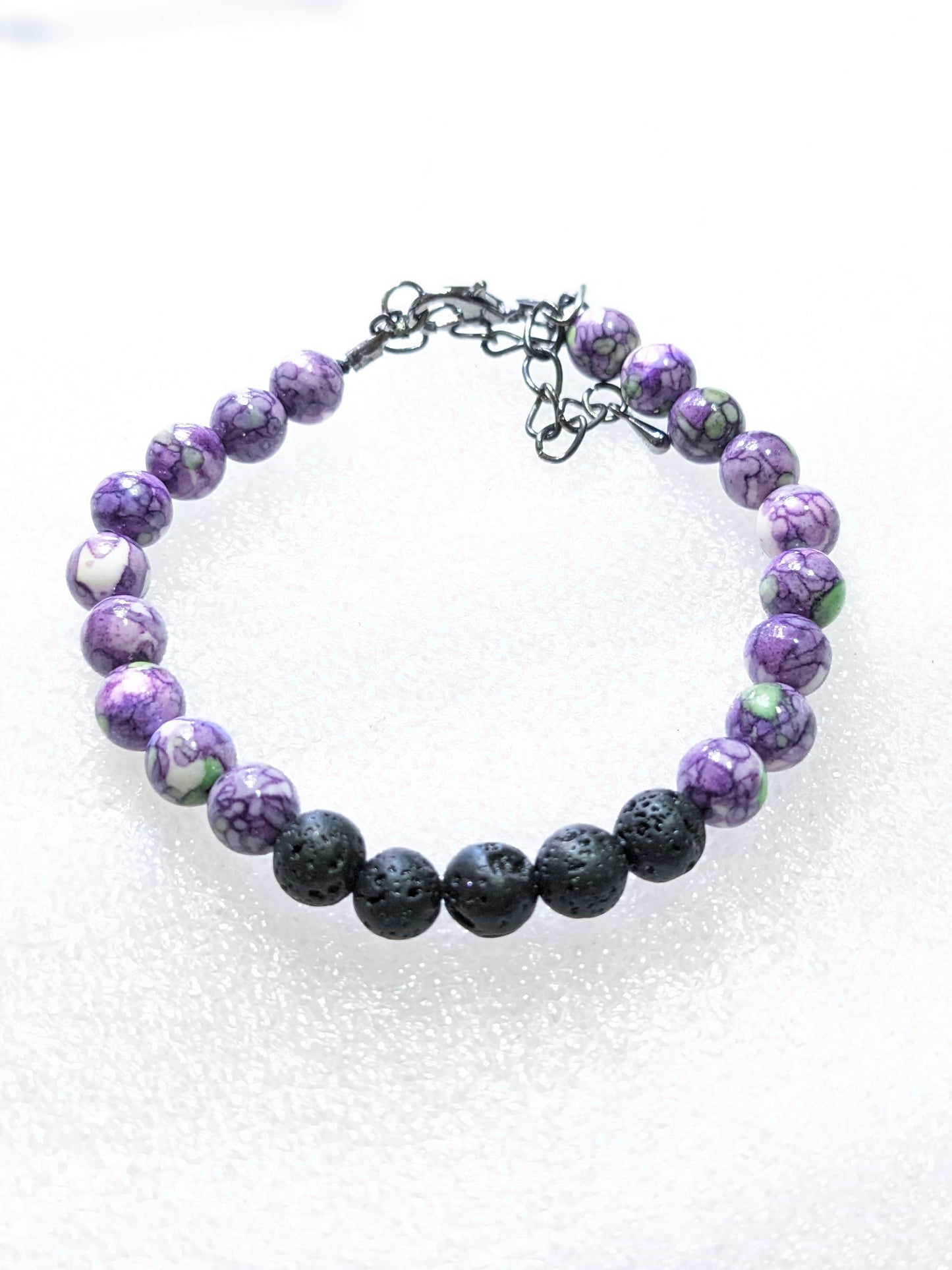 Adjustable lava and sea stone bracelet