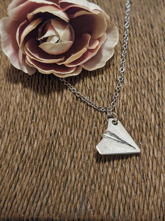 Paper airplane necklace